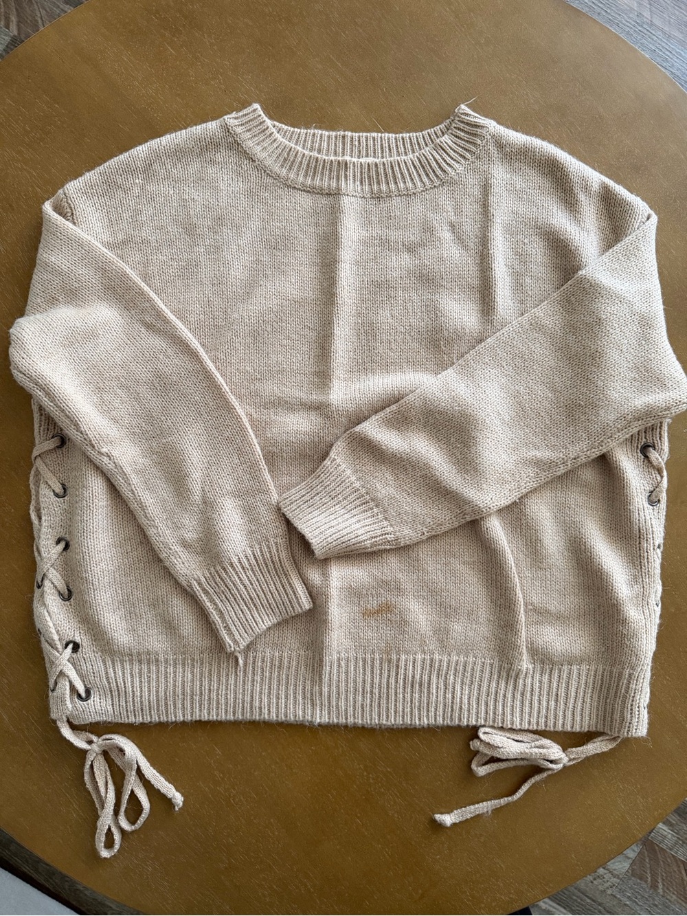 Women’s Lace-Up Side Detail Sweater - Cream